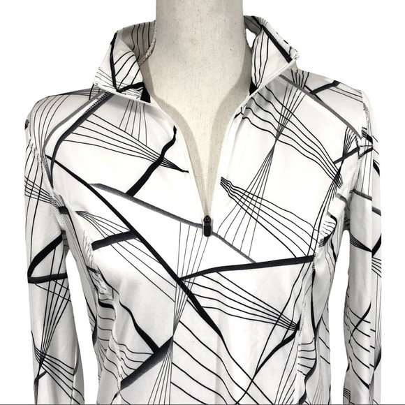 XERSION - WHITE & BLACK RUNNING JACKET / TOP GEOMETRIC PATTERN & REFLECTIVE-B11 - Picture 2 of 12